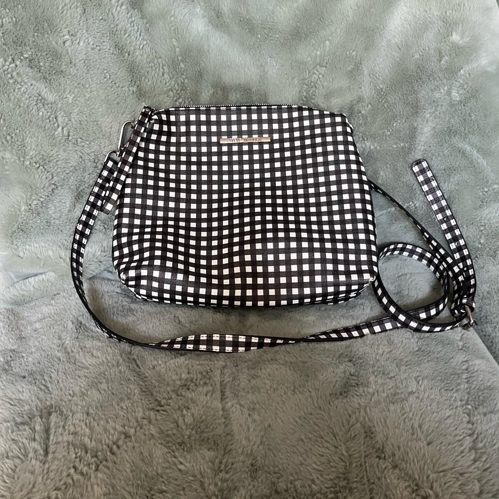 Steve Madden Black and White Checkered Crossbody Bag
